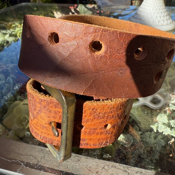 Brave Beltworks Distressed Brown Leather Belt 38 - Picture 5 of 7